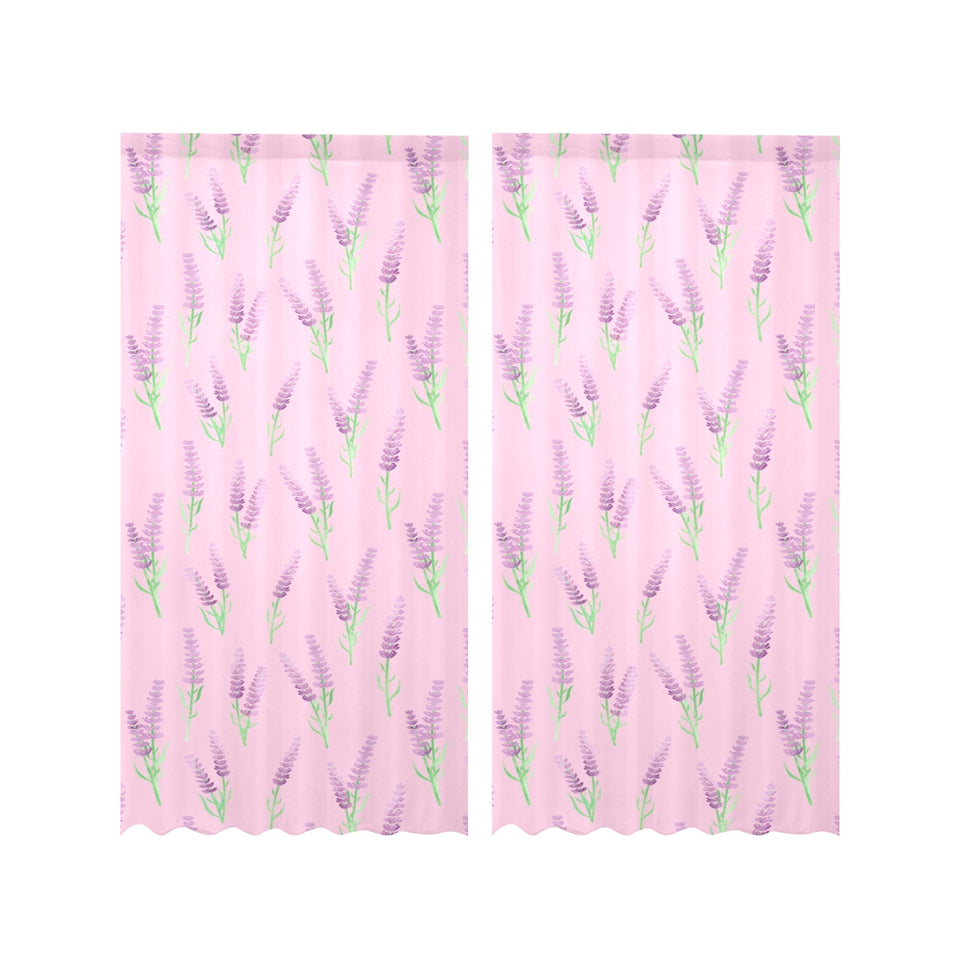 Lavender pattern pink background Gauze Curtain