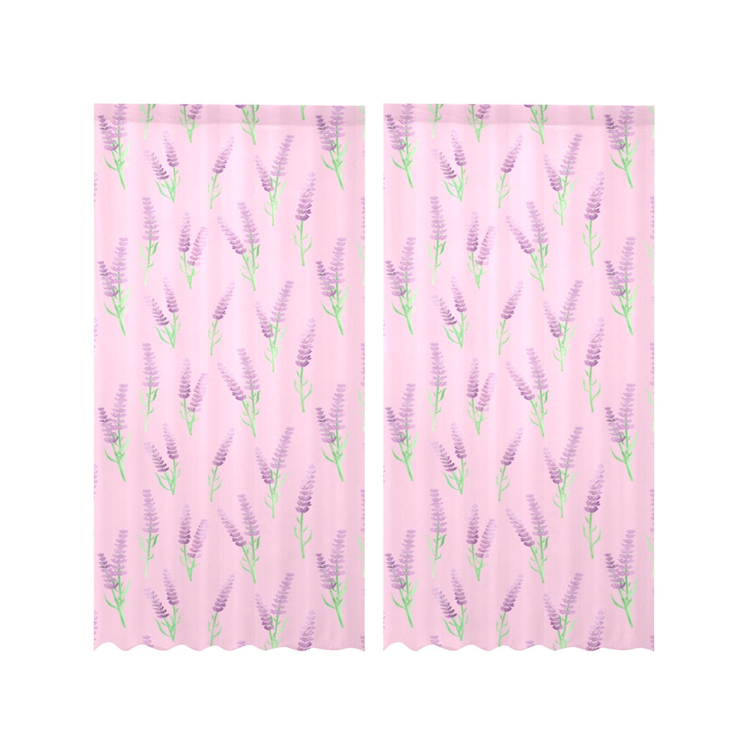 Lavender pattern pink background Gauze Curtain