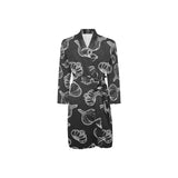 Garlic pattern black background Men's Long Sleeve Belted Night Robe