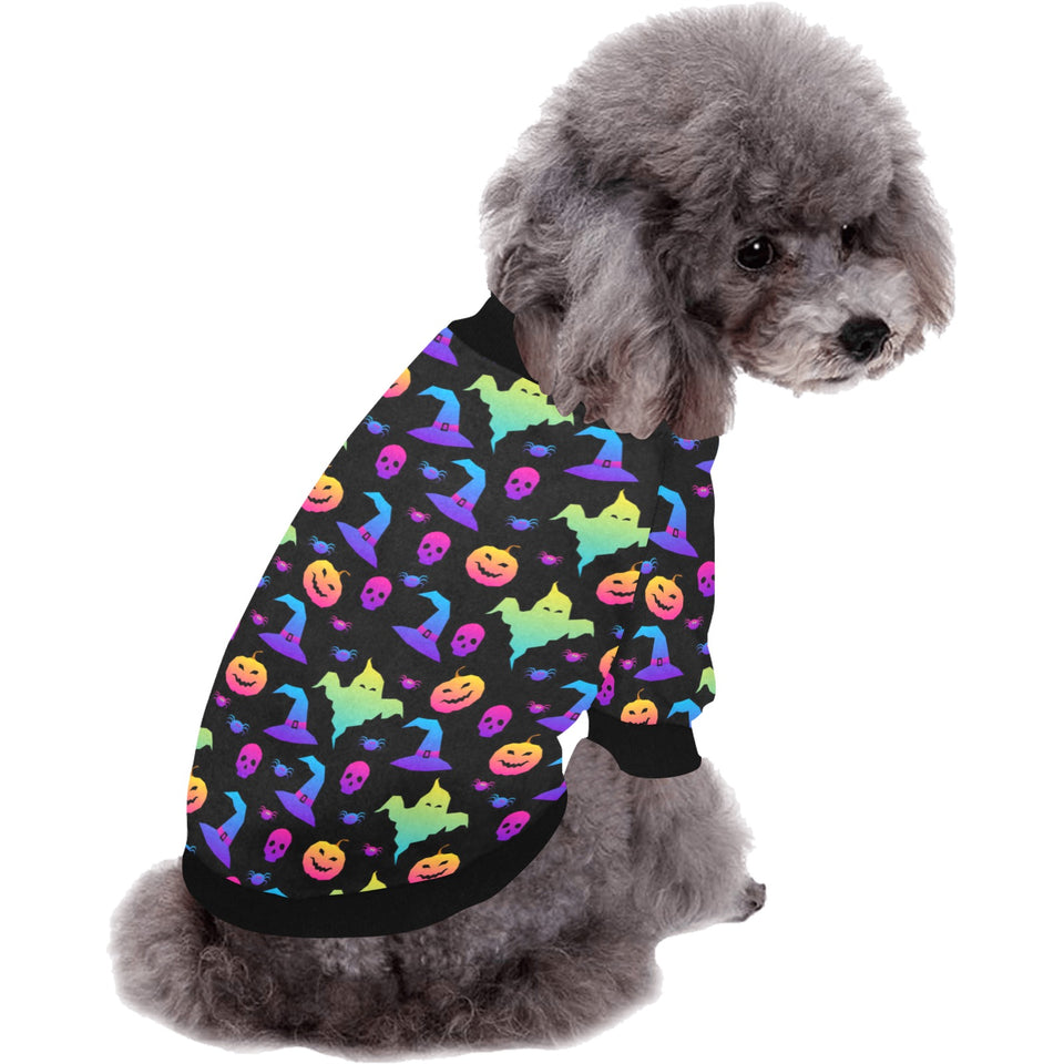 Colorful halloween background All Over Print Pet Dog Round Neck Fuzzy Shirt