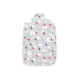 Airplane cloud grey background Women's Long Sleeve Polo Shirt