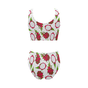 dragon fruits white background Chest Bowknot High Waisted Bikini Swimsuit