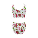 dragon fruits white background Chest Bowknot High Waisted Bikini Swimsuit