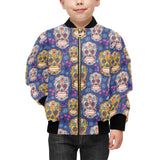 Sugar skull flower pattern Kids' Boys' Girls' Bomber Jacket