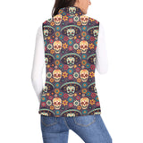 Sugar skulls flower maxican pattern Women's Padded Vest