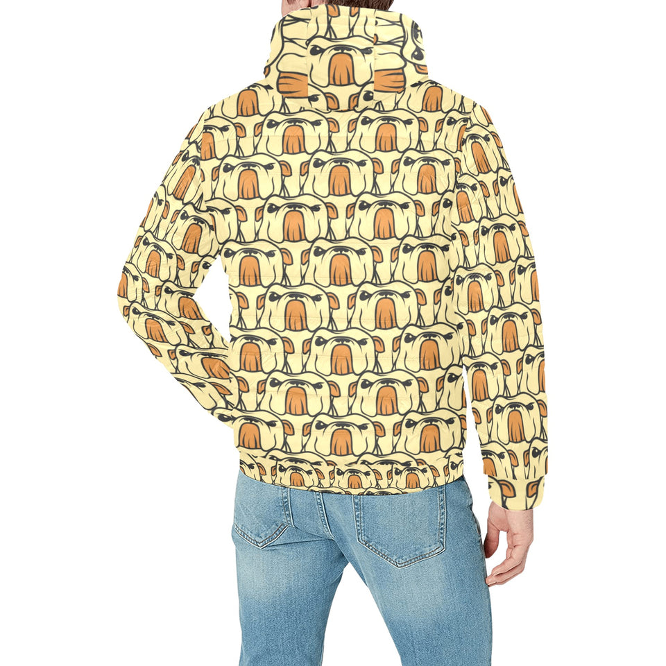 English Bulldog Pattern Print Design 02 Men's Padded Hooded Jacket