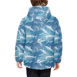 Shark hand drawn Kids' Boys' Girls' Padded Hooded Jacket