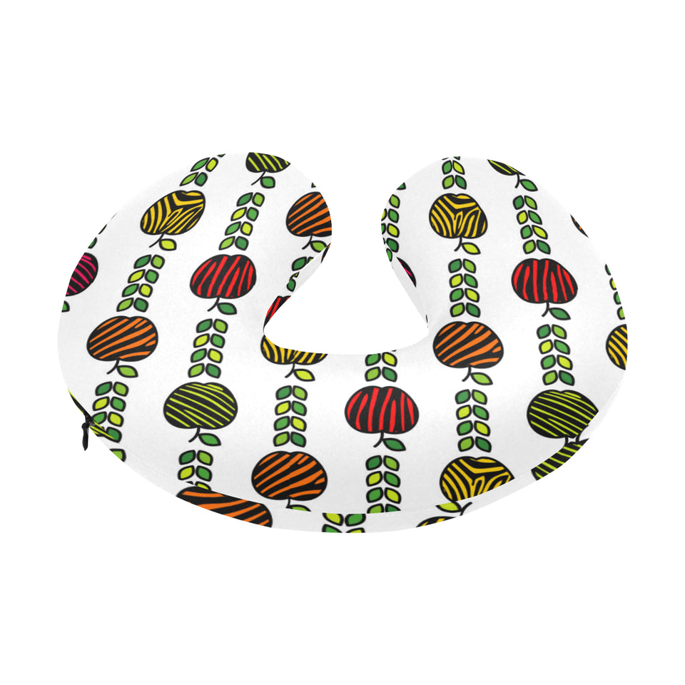 colorful apples leave zebra stripe U-Shaped Travel Neck Pillow