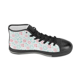 Clock time pattern blackground Women's High Top Canvas Shoes Black