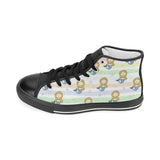 Cute hand drawn mermaid Women's High Top Canvas Shoes Black