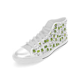 Sketch funny frog pattern Men's High Top Canvas Shoes White