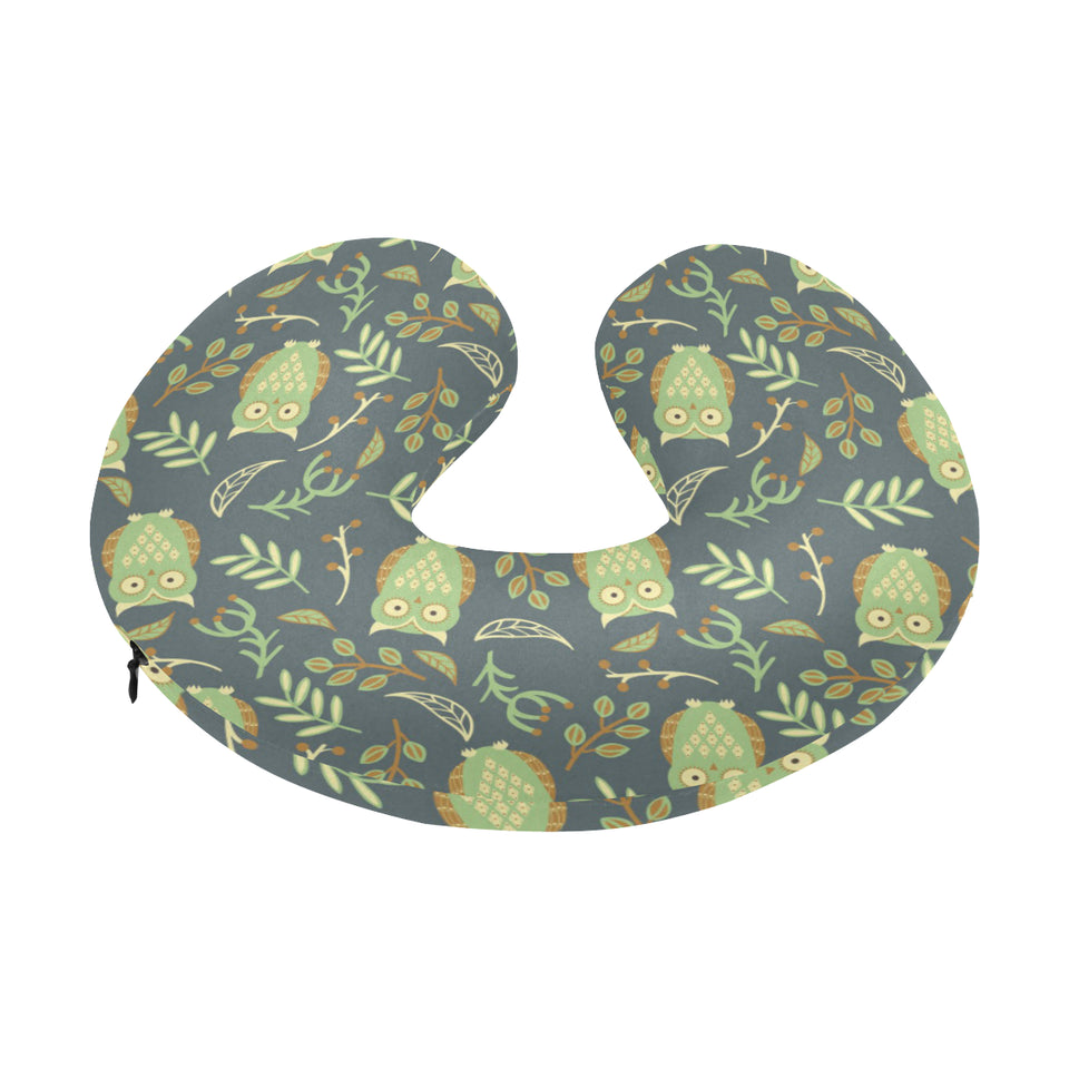 Cute owls leaves pattern U-Shaped Travel Neck Pillow