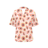 papaya leaves pattern Women's All Over Print Hawaiian Shirt
