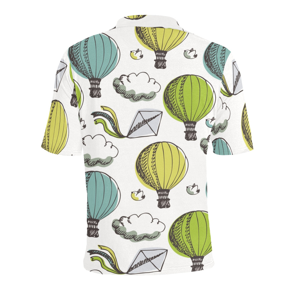 Hot Air Balloon Bird Cloud Pattern Men's All Over Print Polo Shirt