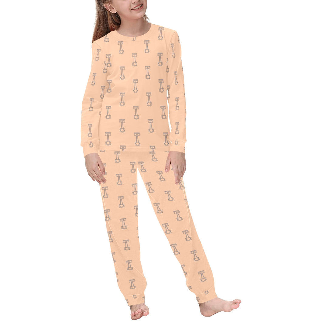 Engine Piston Cream Background Pattern Design 04 Kids' Boys' Girls' All Over Print Pajama Set