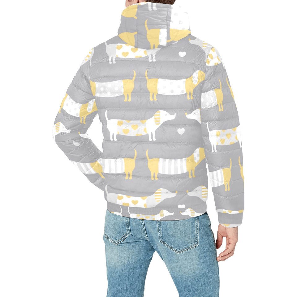 Cute dachshund dog pattern Men's Padded Hooded Jacket