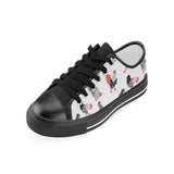 Cool rooster chicken cock floral ornament backgrou Kids' Boys' Girls' Low Top Canvas Shoes Black