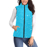 Airplane destinations blue background Women's Padded Vest