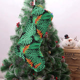 heliconia flower palm monstera leaves black backgr Christmas Stocking