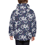 Bicycle Pattern Print Design 03 Kids' Boys' Girls' Padded Hooded Jacket