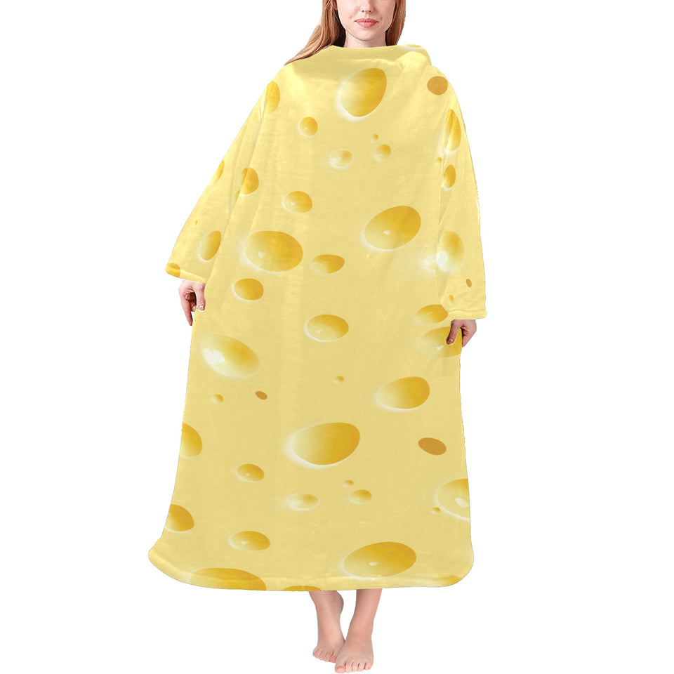 Cheese texture Blanket Robe with Sleeves