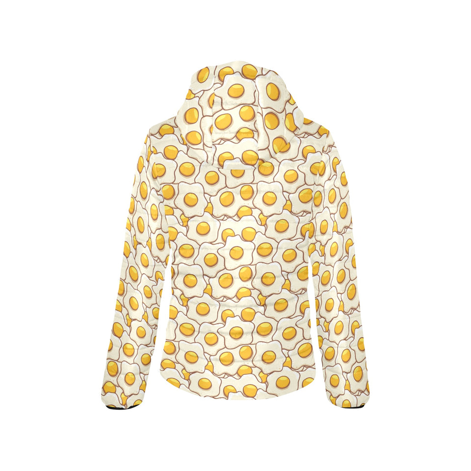 Fried Eggs Pattern Print Design 02 Women's Padded Hooded Jacket
