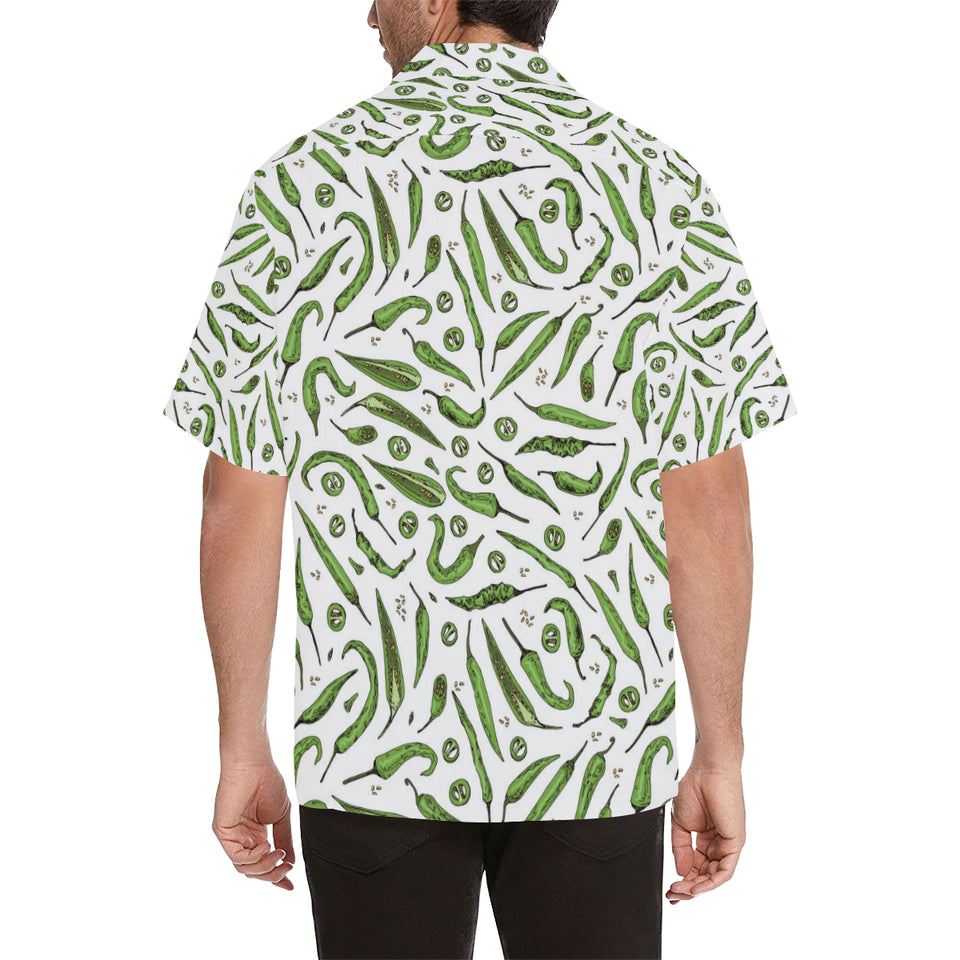 Hand drawn sketch style green Chili peppers patter Men's All Over Print Hawaiian Shirt
