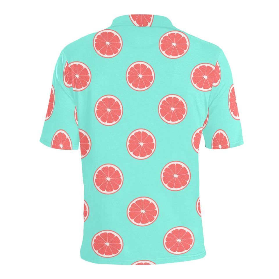 Grapefruit green background Men's All Over Print Polo Shirt
