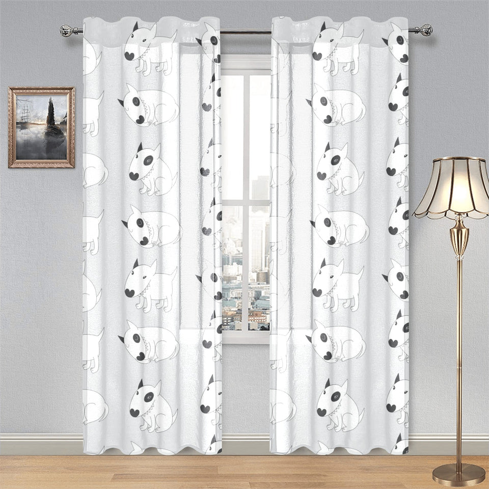 Bull Terrier Pattern Print Design 01 Gauze Curtain
