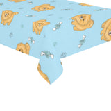 Brown cute pomeranian blue blackground Tablecloth