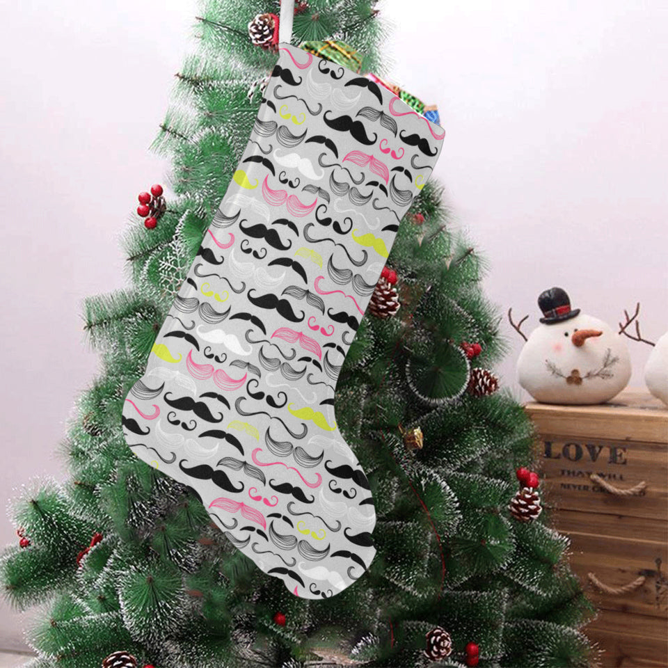 Mustache Beard Pattern Print Design 02 Christmas Stocking