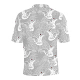 white swan gray background Men's All Over Print Polo Shirt