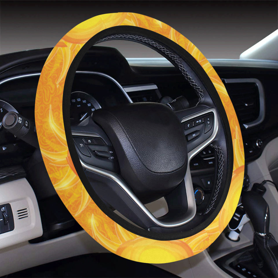 Sun orange background Car Steering Wheel Cover
