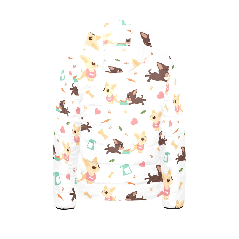 Cute Chihuahua puppie pattern Kids' Boys' Girls' Padded Hooded Jacket