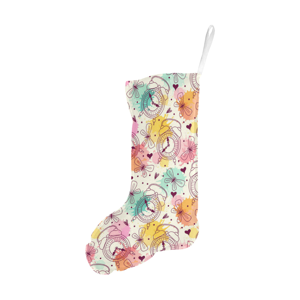 Clock butterfly pattern Christmas Stocking