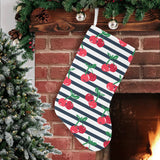 Hand drawn cherry pattern striped background Christmas Stocking