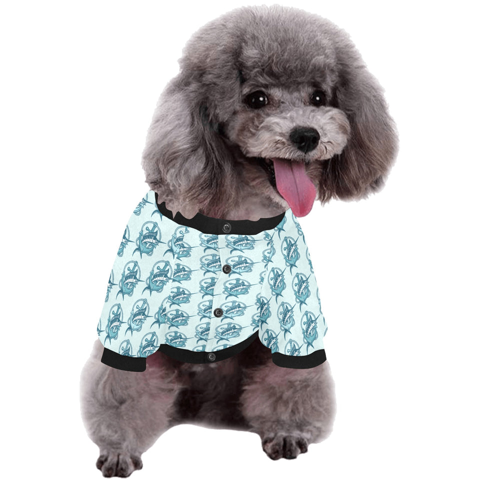 Swordfish Pattern Print Design 05 All Over Print Pet Dog Round Neck Fuzzy Shirt