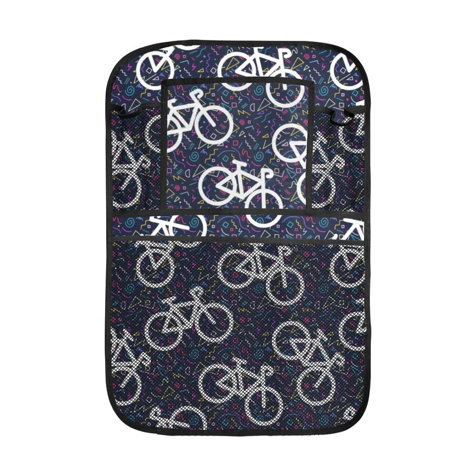 Bicycle Pattern Print Design 03 Car Seat Back Organizer