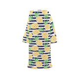 Pineapples pattern striped background Blanket Robe with Sleeves