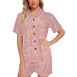 Bicycle Pattern Print Design 02 Women's V-Neck Short Pajama Set