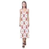 Daruma japanese wooden doll design pattern V-Neck Open Fork Long Dress