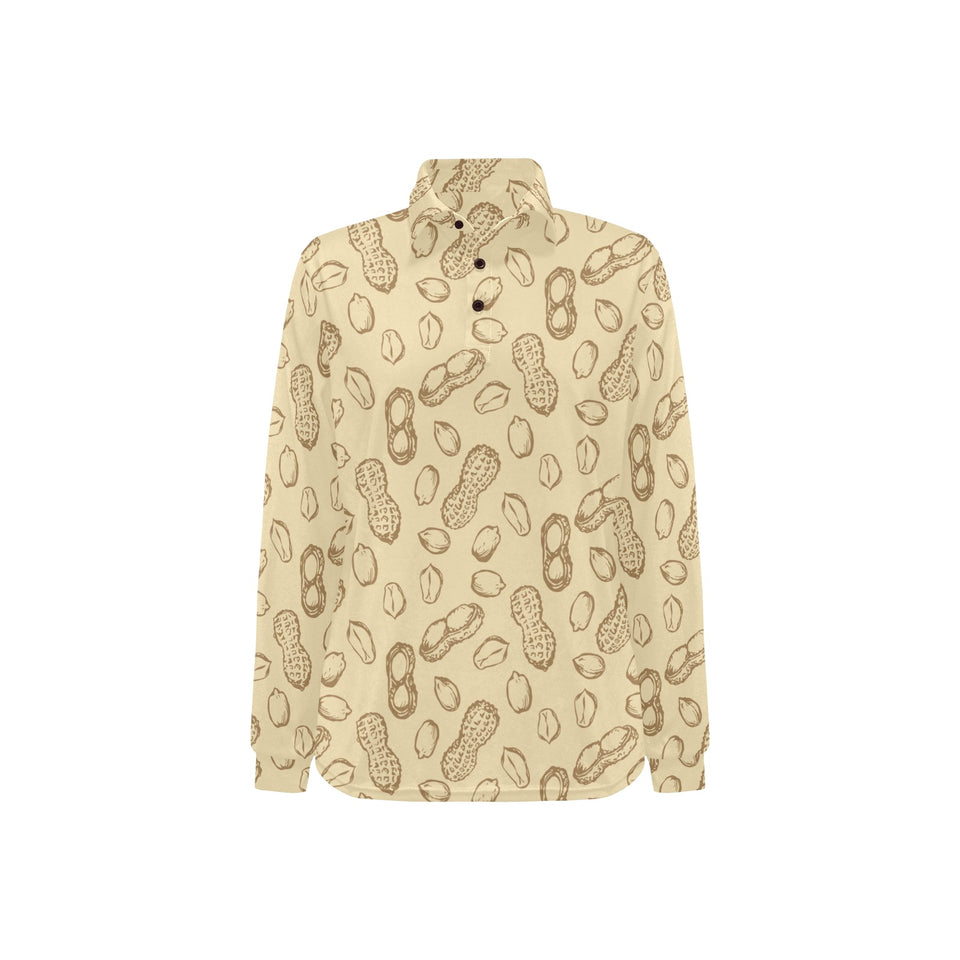 hand drawn peanuts pattern Women's Long Sleeve Polo Shirt