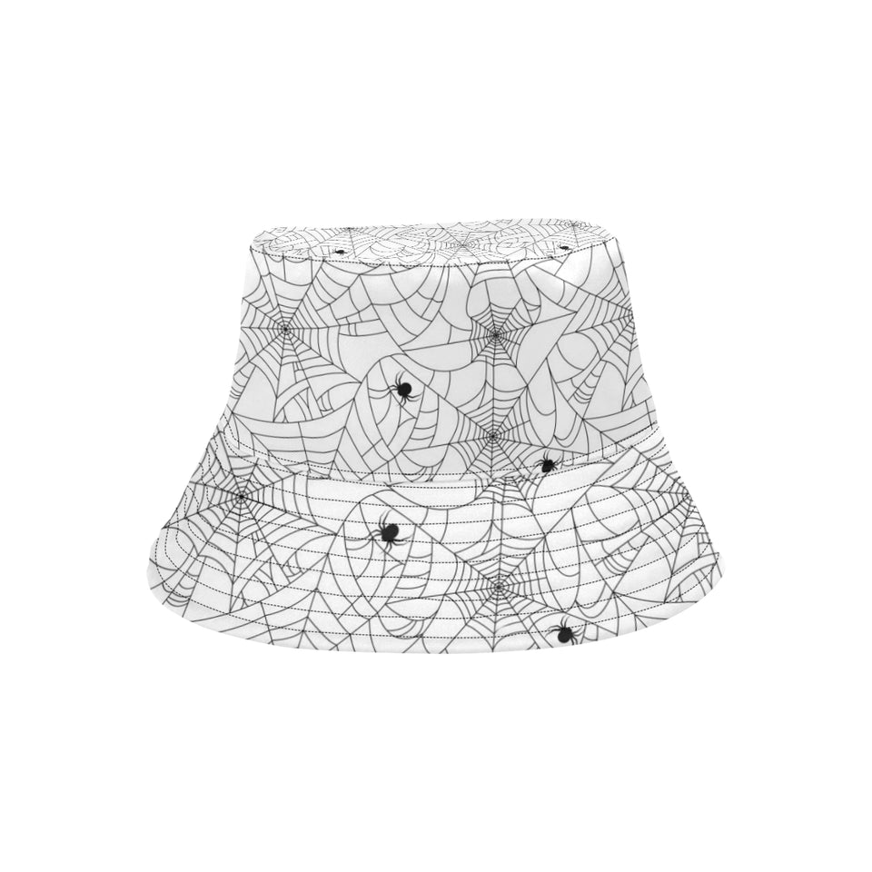 Spider web cobweb pattern white background Unisex Bucket Hat