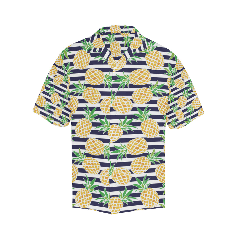Pineapples pattern striped background Men's All Over Print Hawaiian Shirt