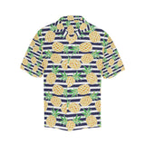 Pineapples pattern striped background Men's All Over Print Hawaiian Shirt