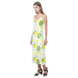 Durian pattern background V-Neck Open Fork Long Dress