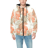 Cocoa beans Cocoa tree pattern Men's Padded Hooded Jacket