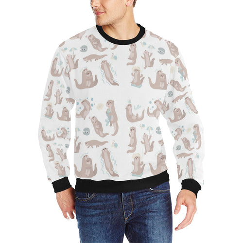 Cute sea otters pattern Men's Crew Neck Sweatshirt