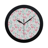 Cute flamingo pattern Elegant Black Wall Clock