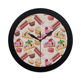 Cake cupcake sweets pattern Elegant Black Wall Clock